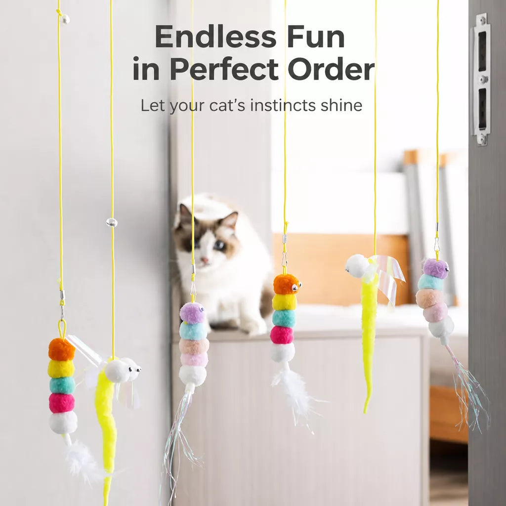 Door-Hanging Feather Cat Teaser Toy with Elastic Cord