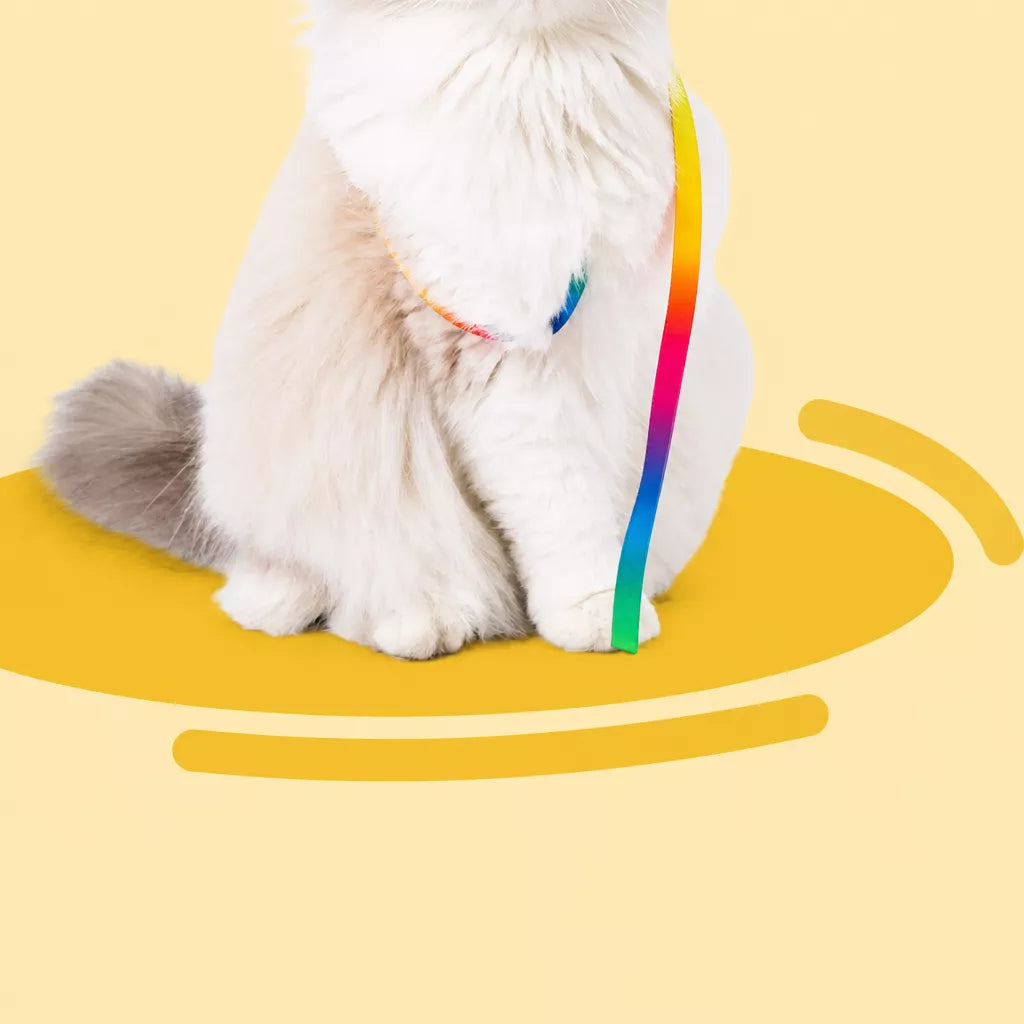 Wooden Cat Wand Toy with Bell and Feather Charms