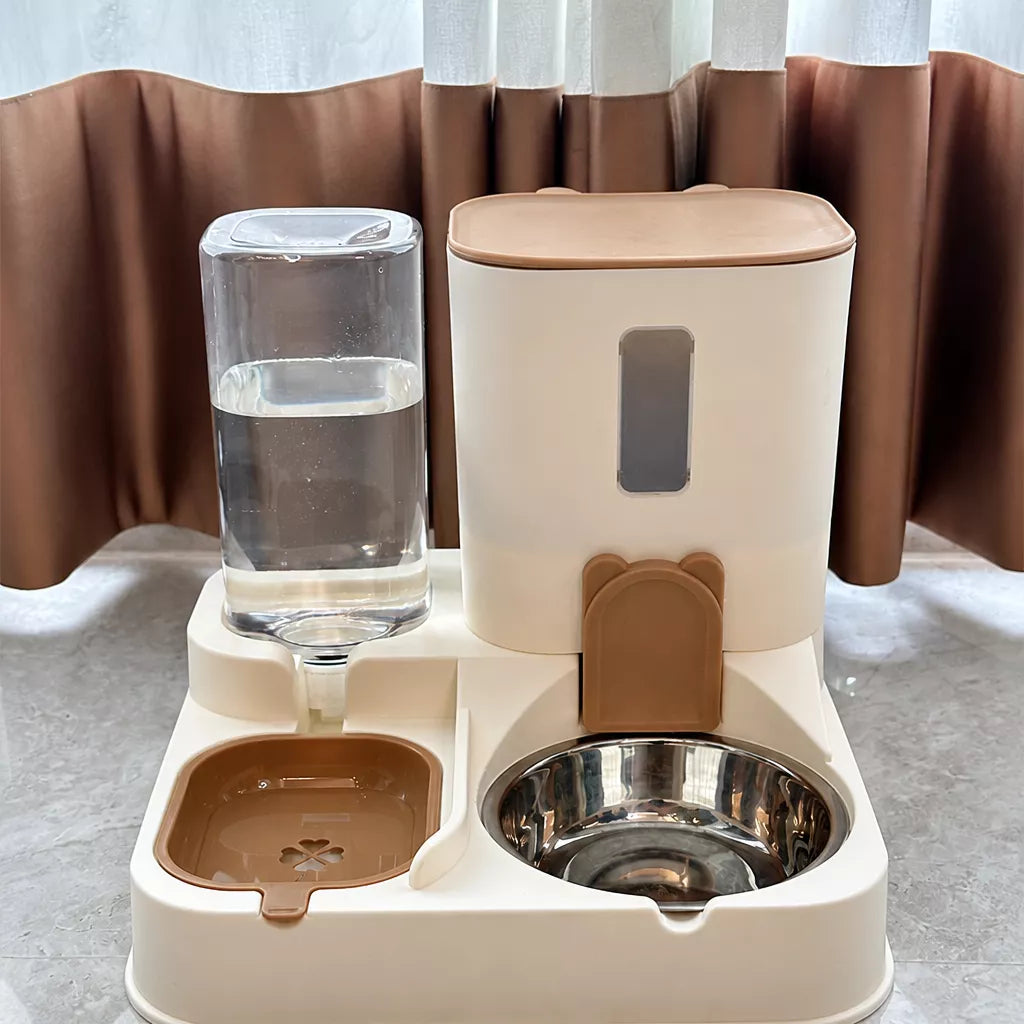 Automatic Pet Feeder with Dual Food and Water Bowls