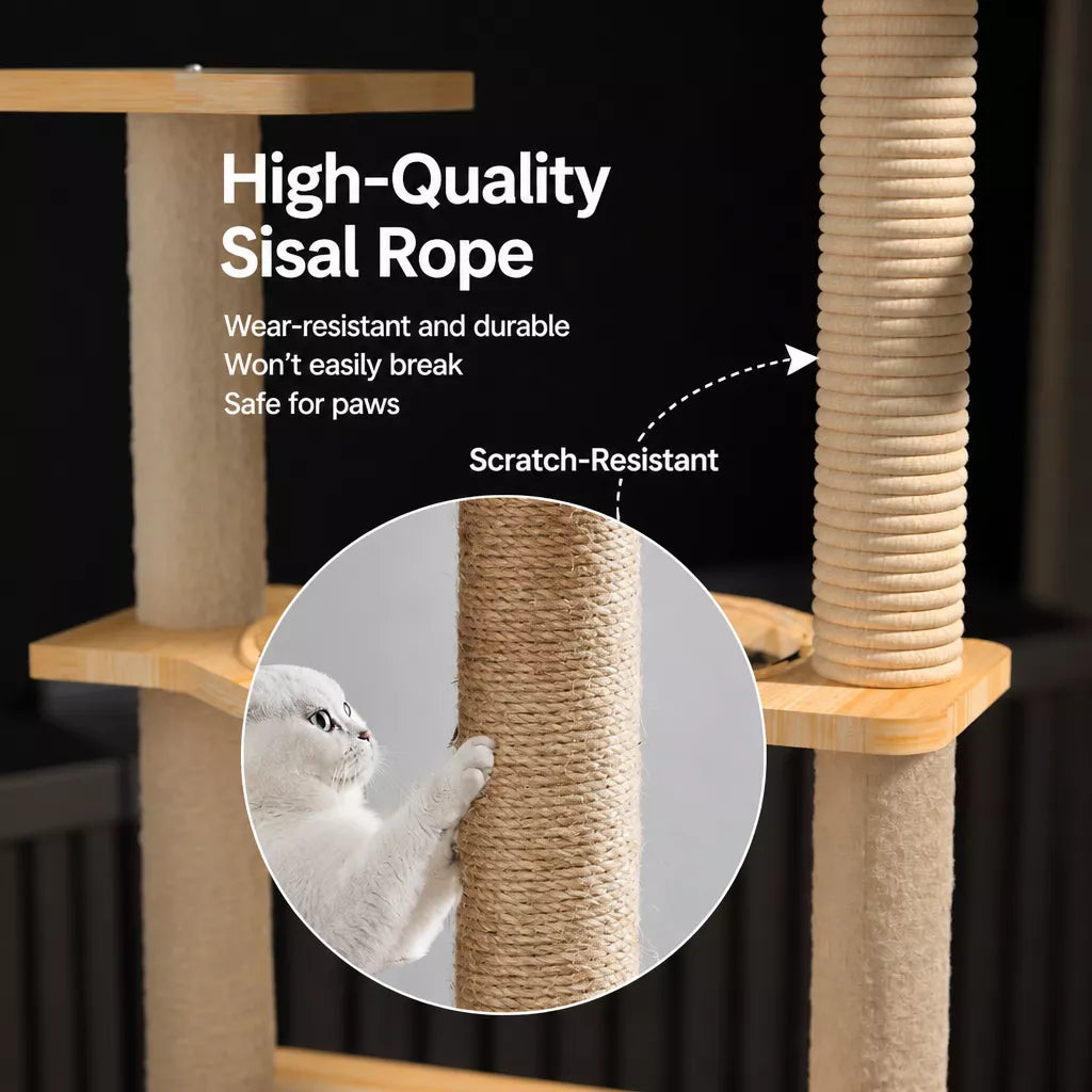 Mini Cat Tree with Enclosed Cat House and Scratching Post
