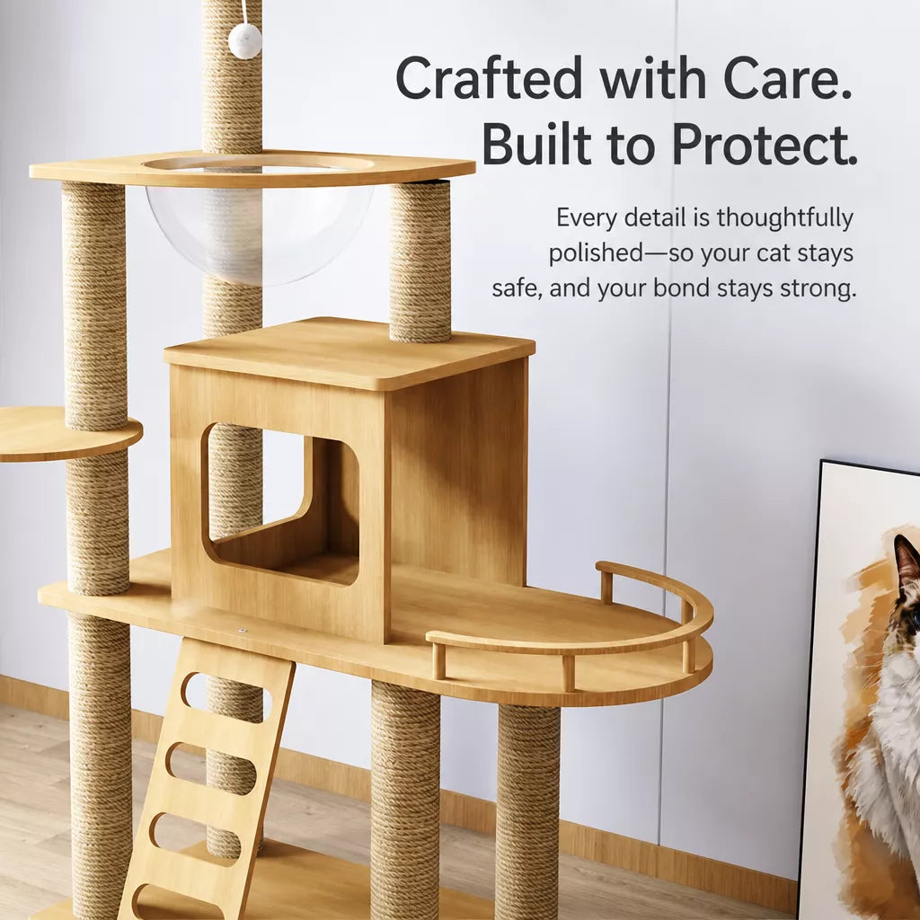 Cat Tree with Enclosed Cat House and Scratching Posts