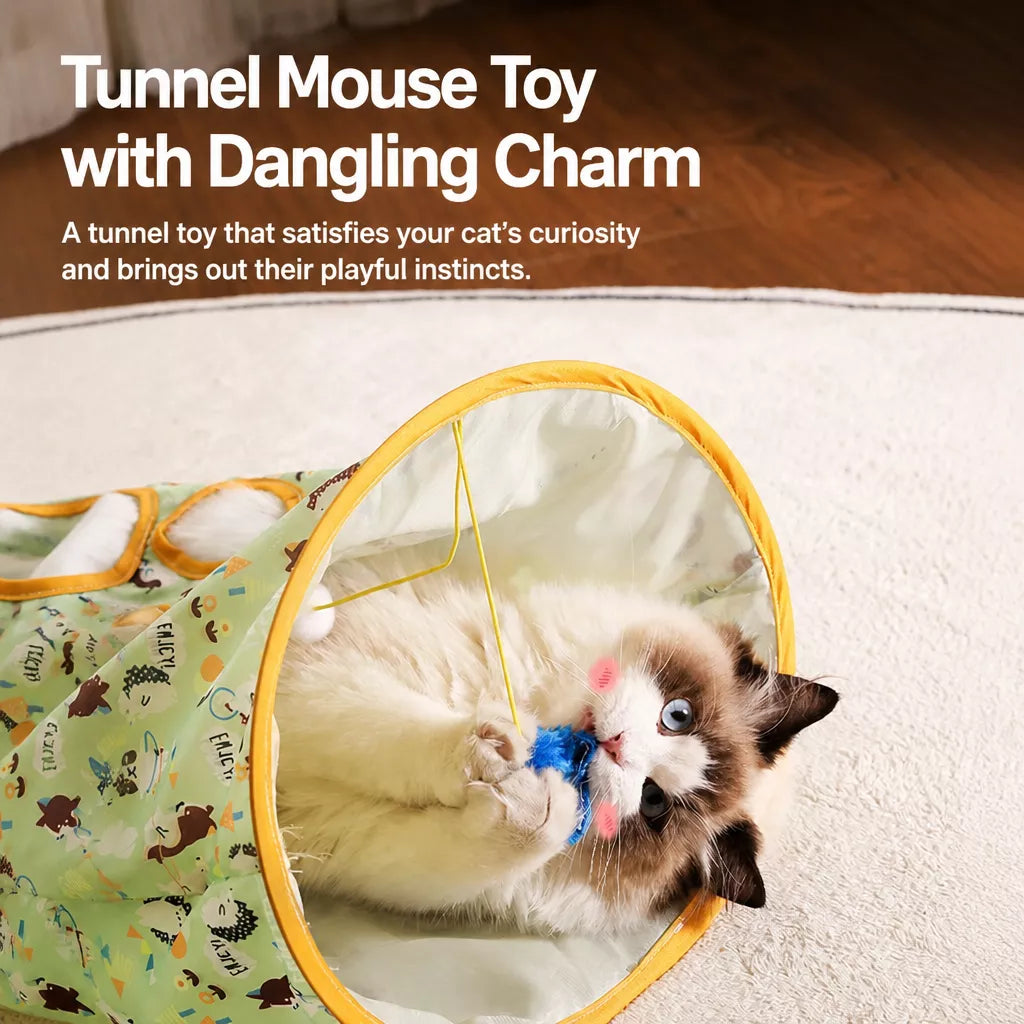 Collapsible Cat Tunnel Toy with Crinkle Paper