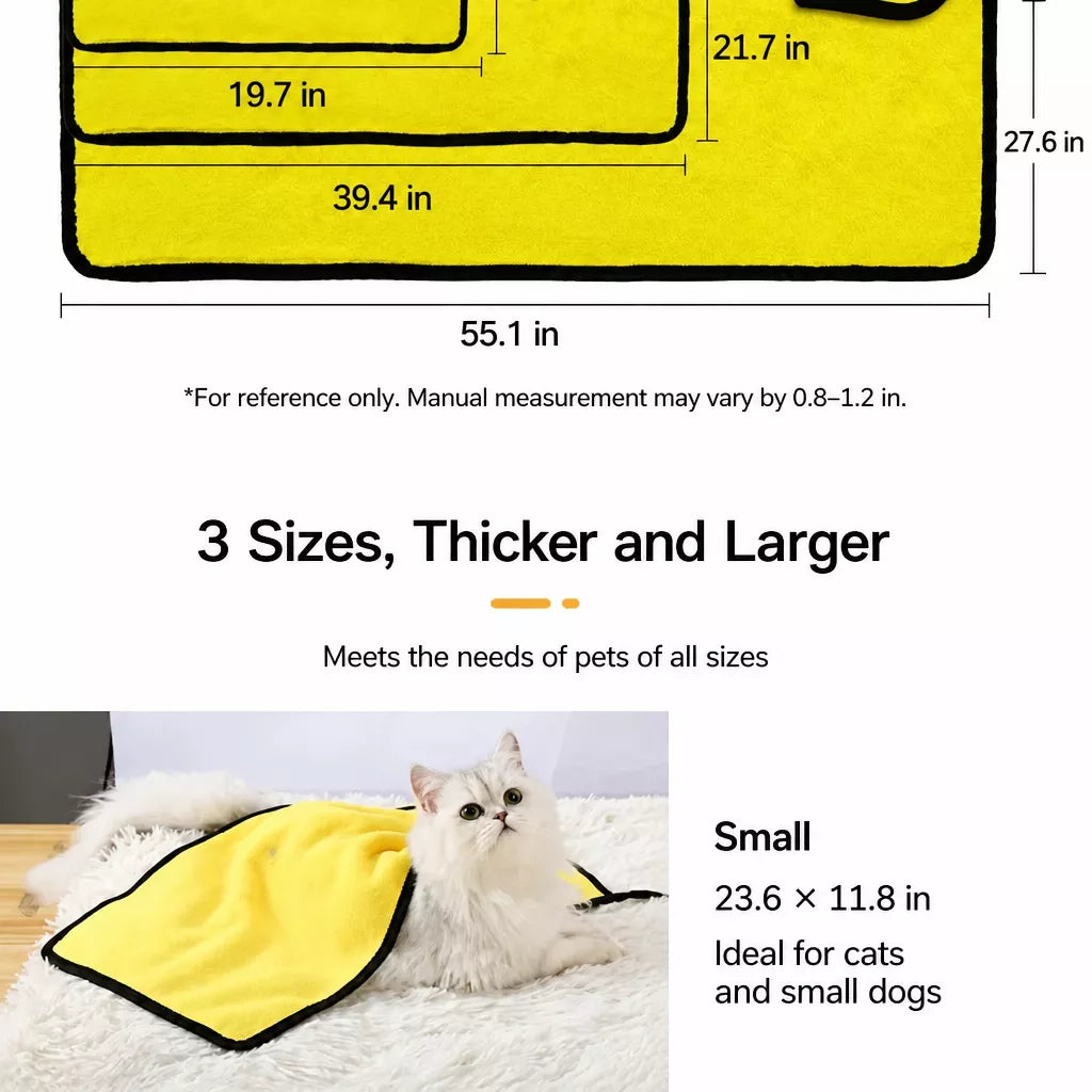 Thick Quick-Dry Pet Bath Towel for Dogs and Cats
