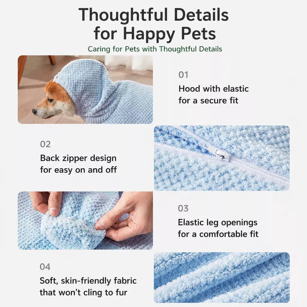 Pet Absorbent Towel Robe for Dogs and Cats