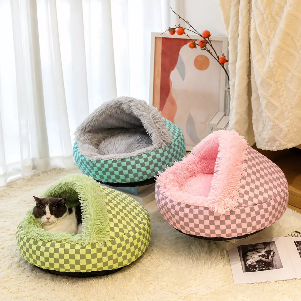 Semi-Enclosed Pet Bed for Cats and Small Dogs
