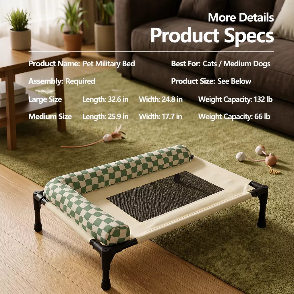 Portable Elevated Pet Cot for Dogs and Cats with Mesh Surface