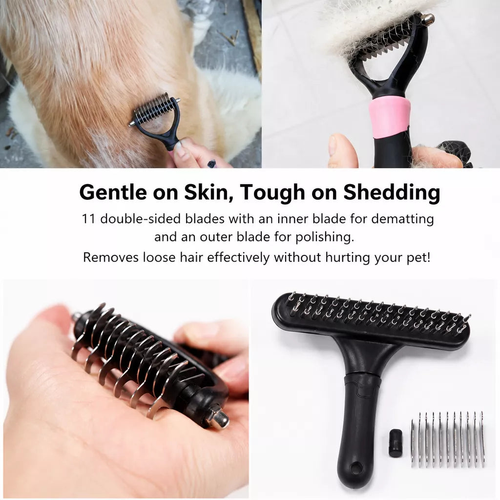 Long-Hair Dog Deshedding Rake Brush