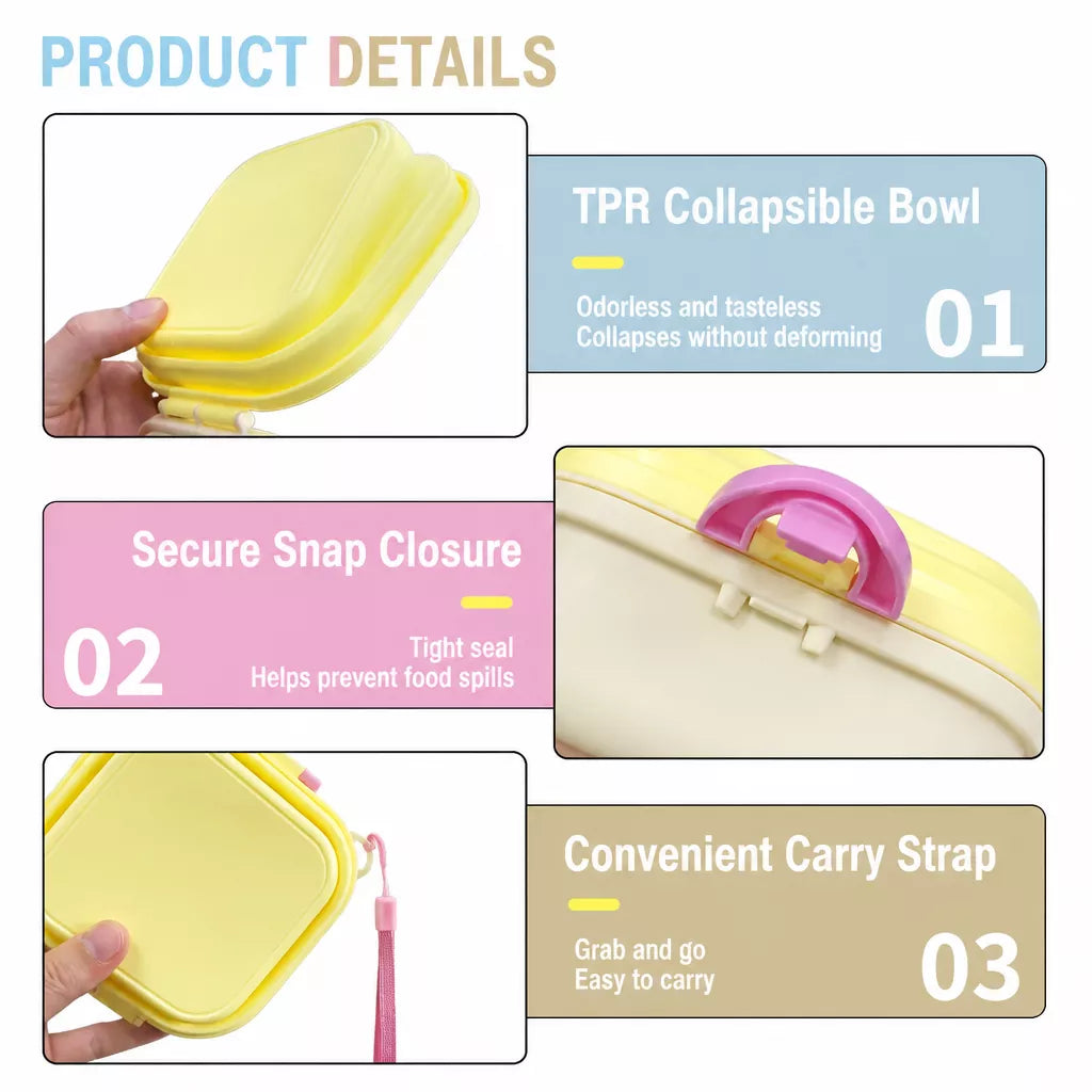 Foldable Double Pet Bowl with Treat Tray, 400 mL Each