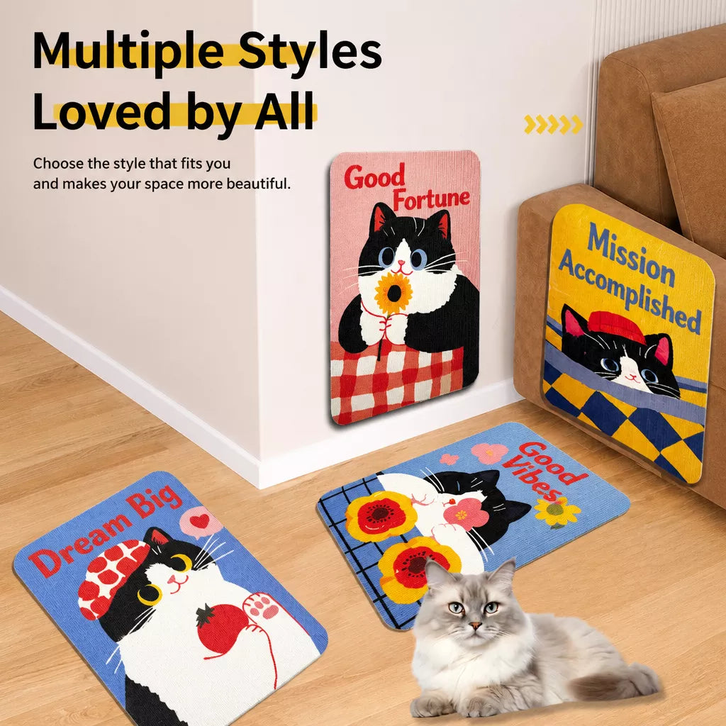 Peel-and-Stick Felt Cat Scratcher Wall Mat