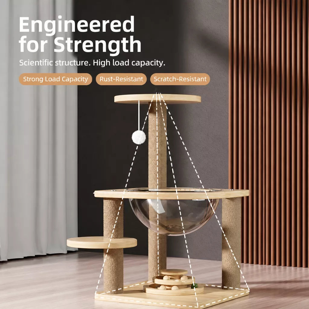 Cat Tree with Space Capsule Hideaway and Scratching Post