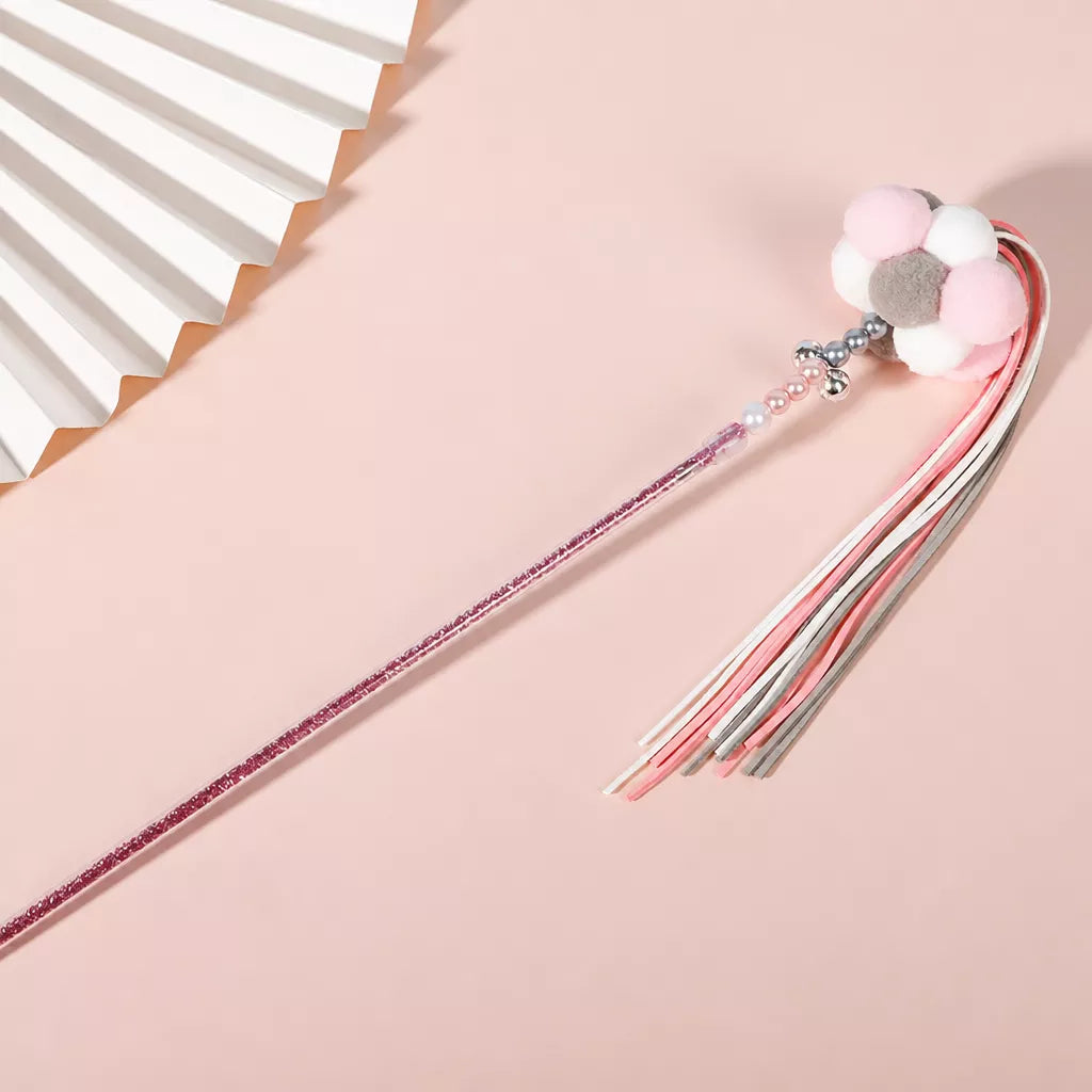 Fairy Cat Teaser Wand with Pom-Pom Toy