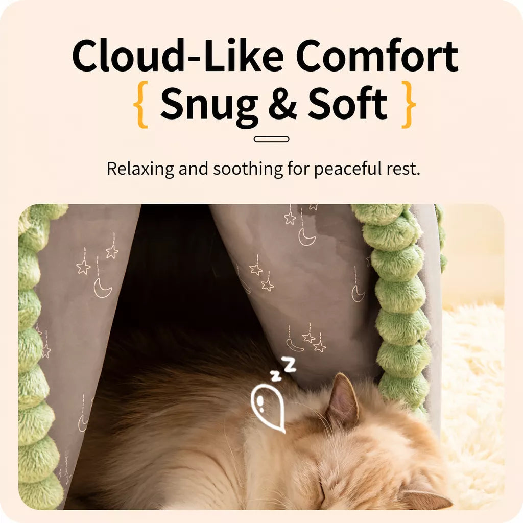Enclosed Covered Pet Bed for Dogs and Cats