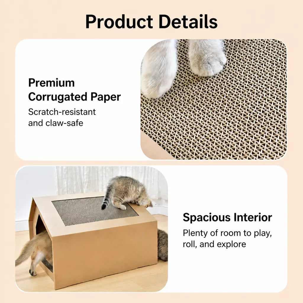 Corrugated Cardboard Cat House & Scratcher