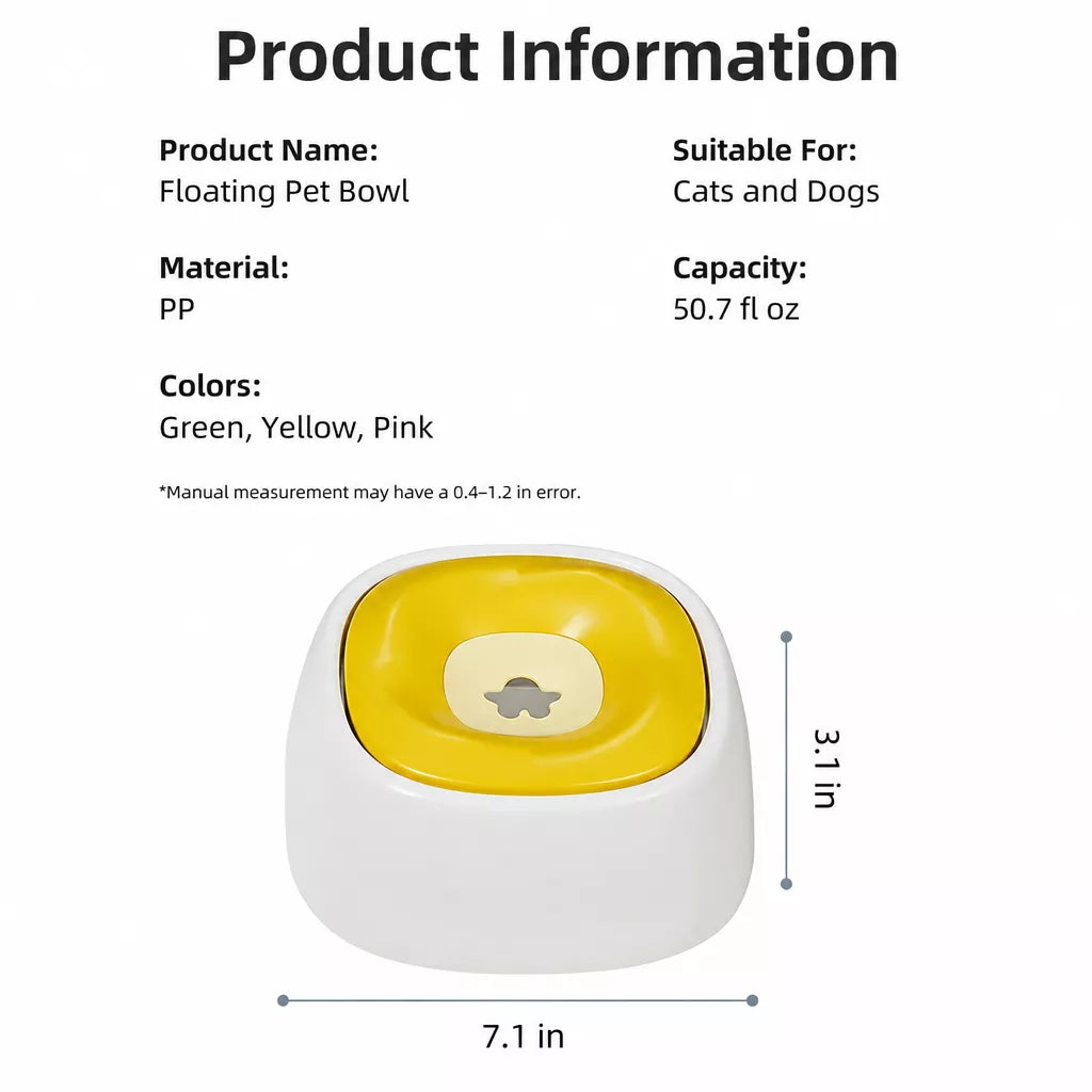 Splash-Resistant Floating Water Bowl for Dogs and Cats