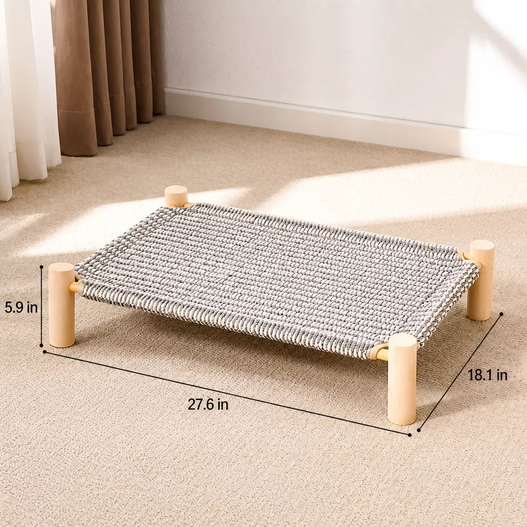 Cot-Style Pet Bed with Scratching Surface