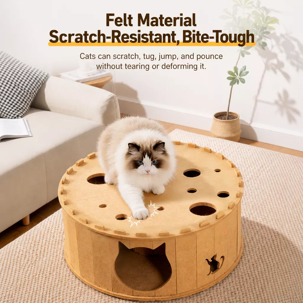 Donut Cat Scratcher Bed with Enclosed Tunnel