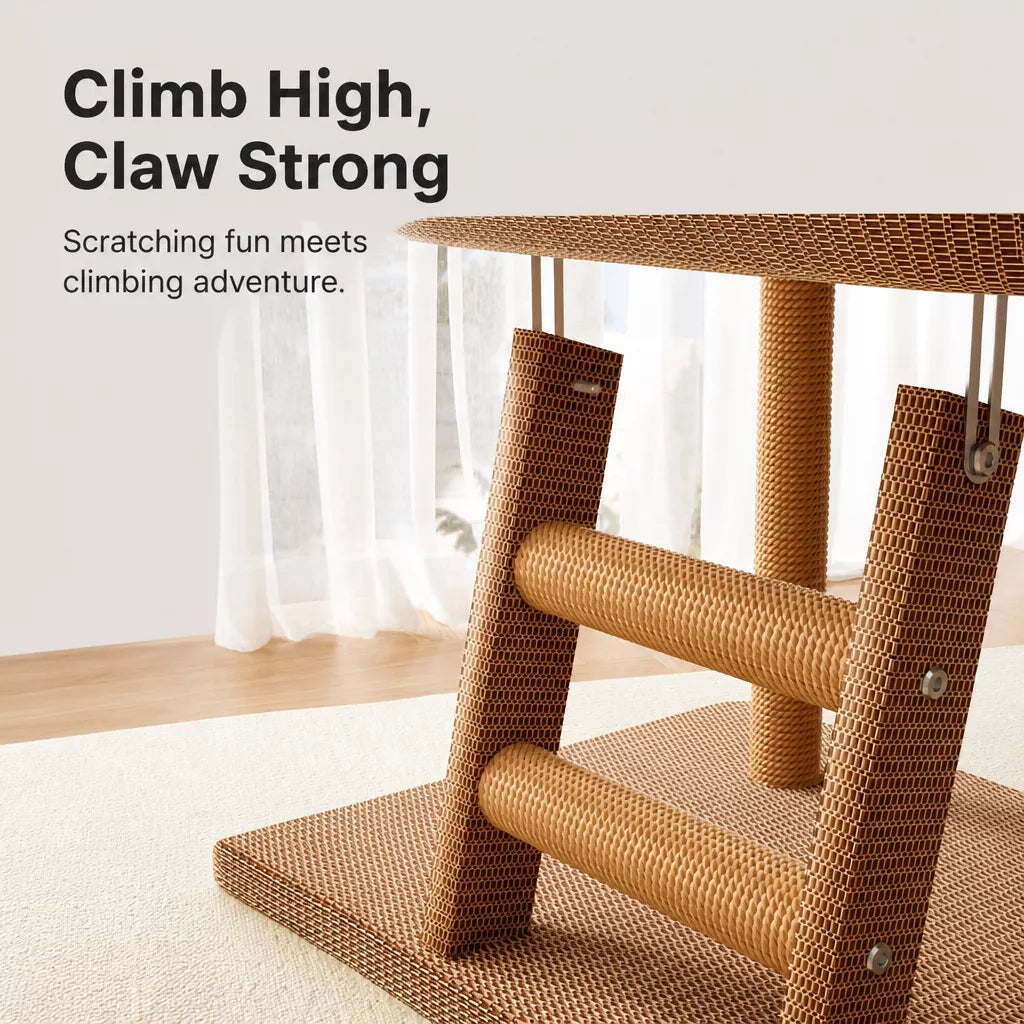 Space-Saving Sisal Cat Scratcher Bed & Climbing Tower