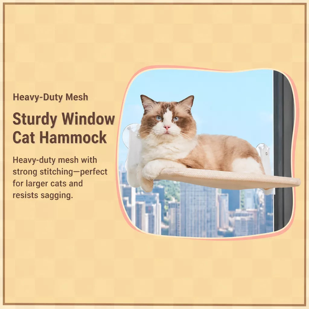 Window-Mounted Cat Hammock with Suction Cups