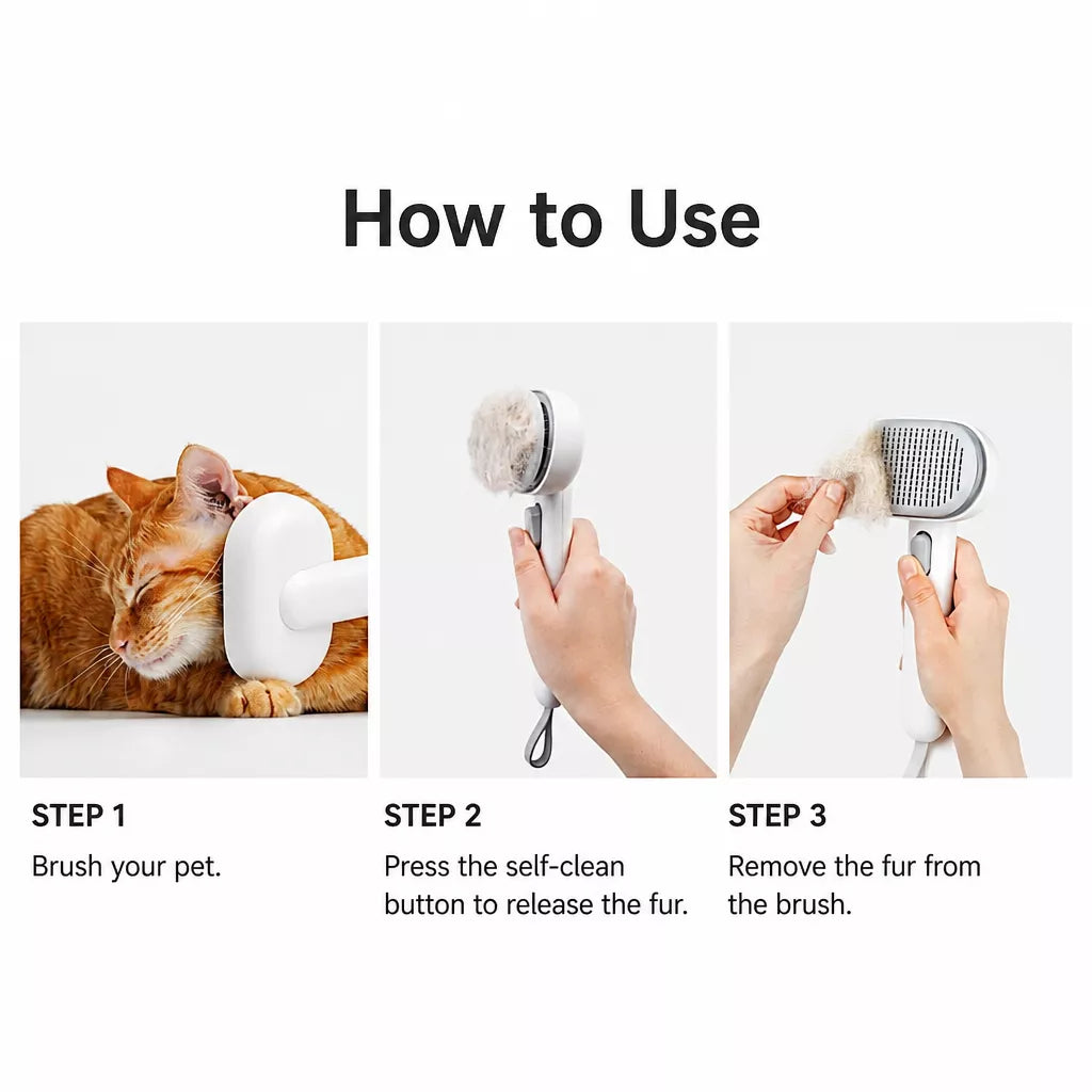 2-in-1 Dog & Cat Grooming Brush with Detangling Comb