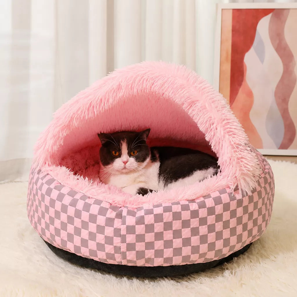 Semi-Enclosed Pet Bed for Cats and Small Dogs