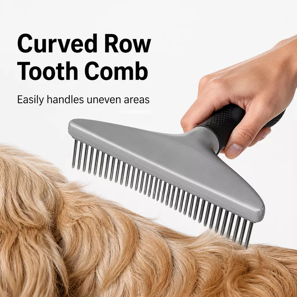Dog & Cat Detangling Rake Comb for Long-Haired Coats