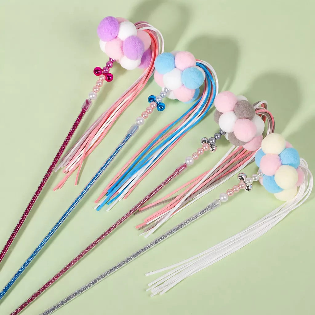 Fairy Cat Teaser Wand with Pom-Pom Toy