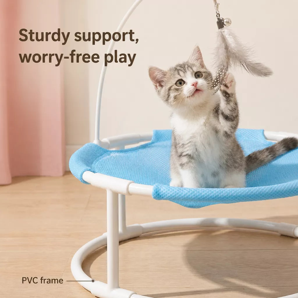 Round Elevated Pet Bed with Breathable Hammock-Style Surface