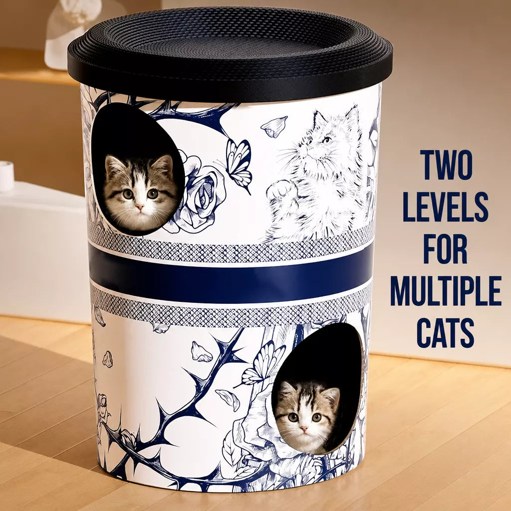 Three-Tier Corrugated Cardboard Cat Scratcher Hideaway