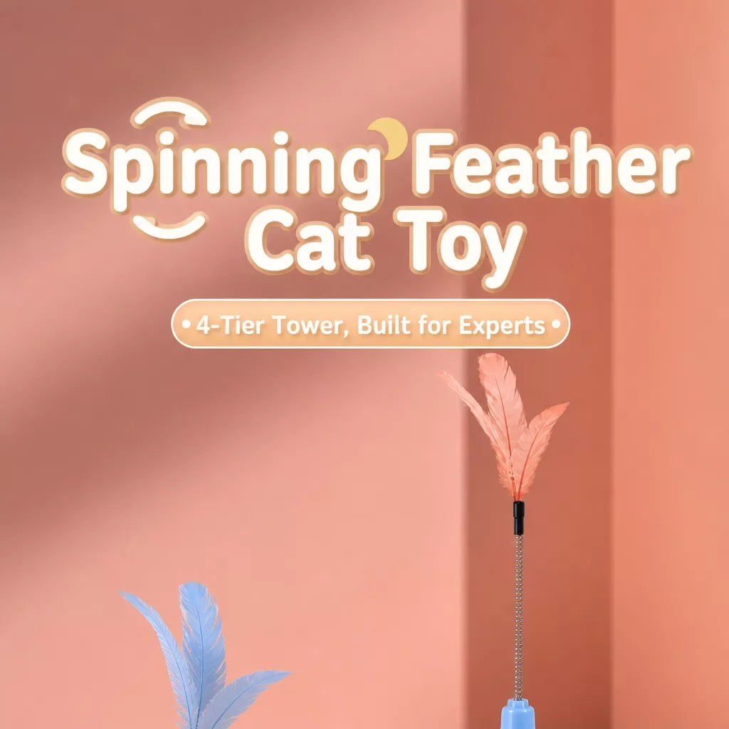 Cat Turntable Toy with Feather Wand and Colorful Balls