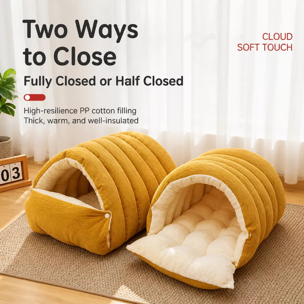 Semi-Enclosed EPE Foam Pet Bed for Cats and Small Dogs