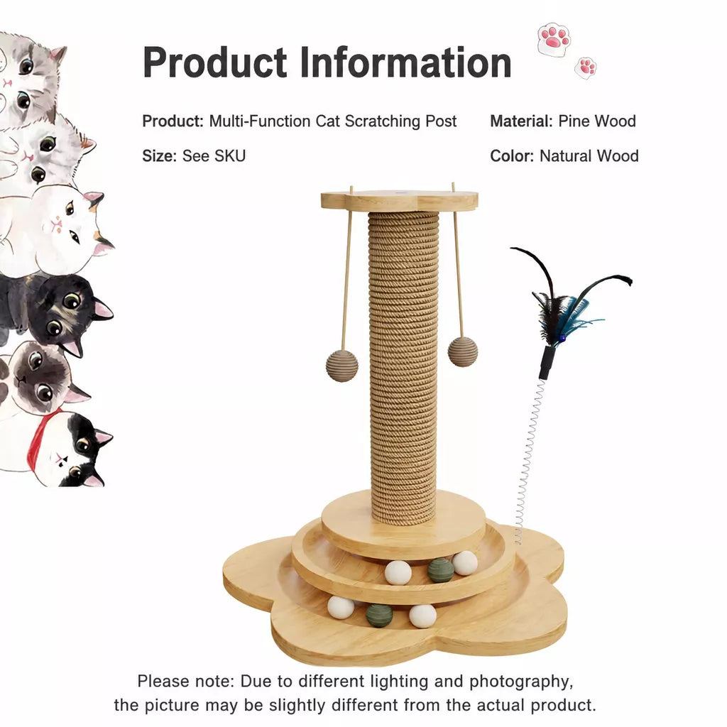 4-in-1 Vertical Cat Scratching Post and Climbing Tower