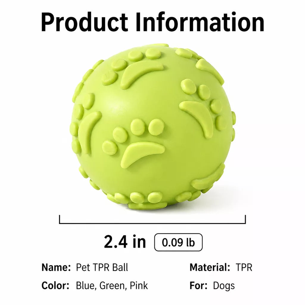 TPR Paw Print Squeaky Ball Dog Toy for Interactive Play