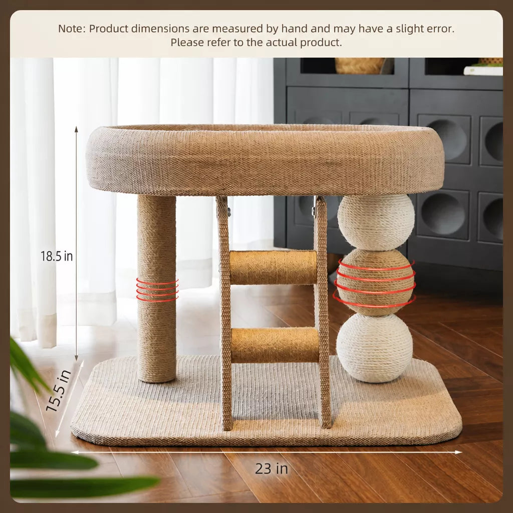 Low-Profile Cat Tree with Sisal Scratching Mat