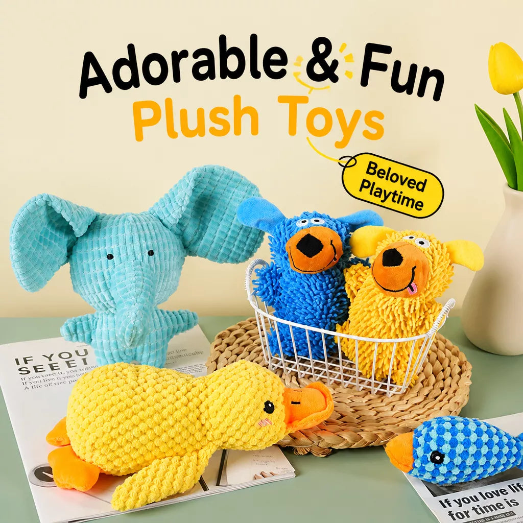 Plush Squeaky Pet Toy for Dogs and Cats – Assorted Animal Designs