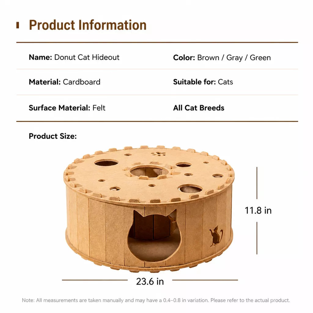 Donut Cat Scratcher Bed with Enclosed Tunnel