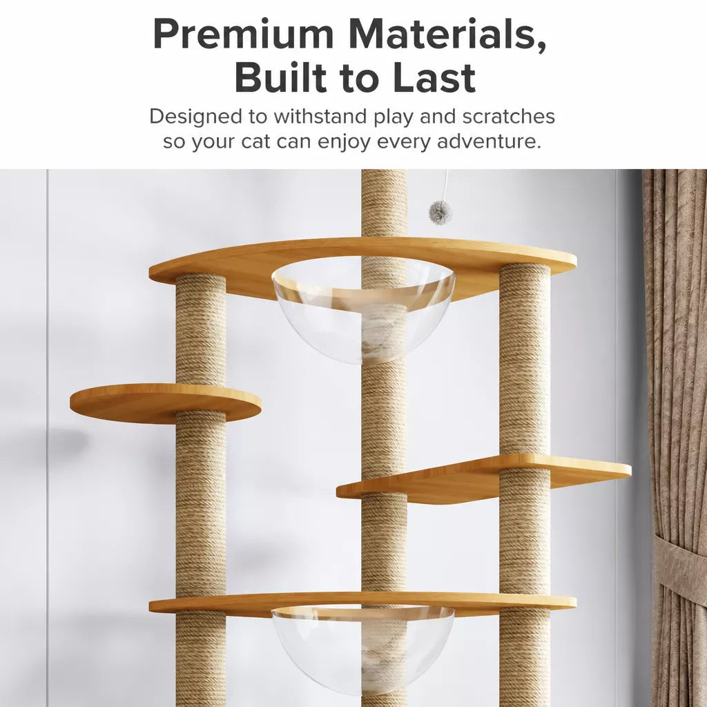 Cat Tree with Enclosed Cat House and Scratching Posts