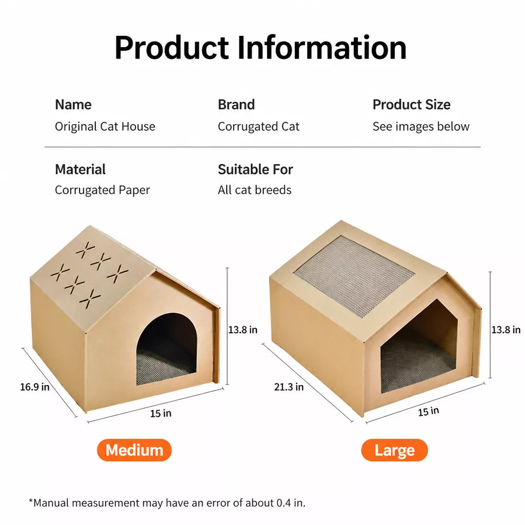 Corrugated Cardboard Cat House & Scratcher