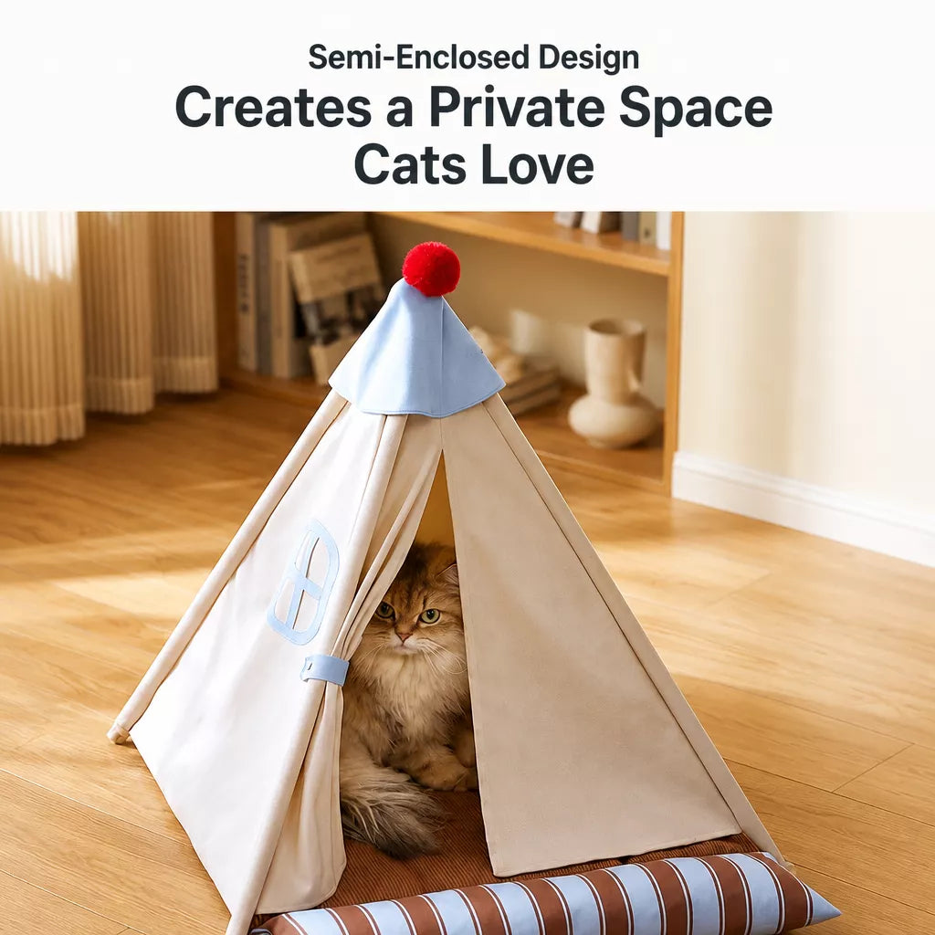 Semi-Enclosed Tent Bed for Small Dogs and Cats