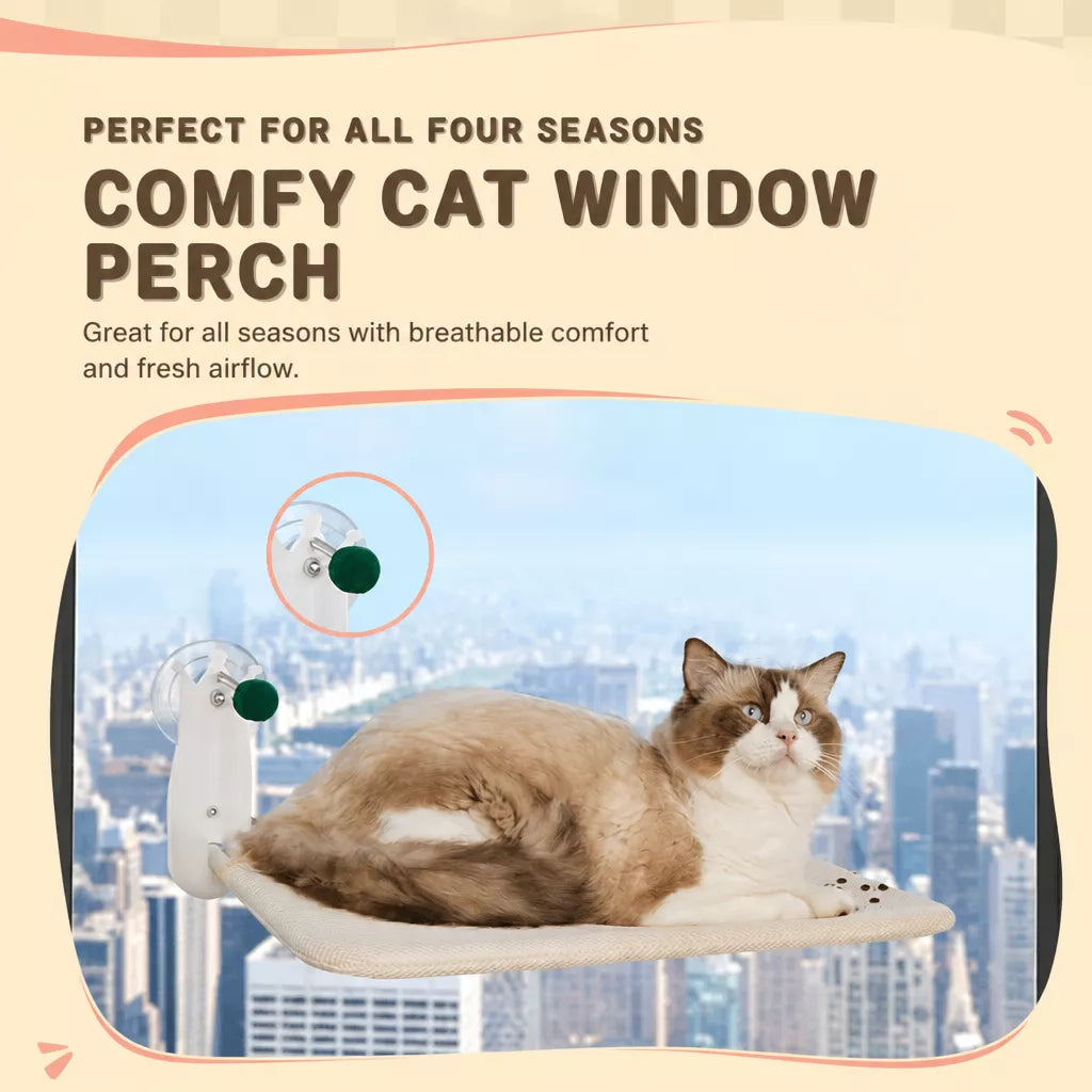 Window-Mounted Cat Hammock with Suction Cups
