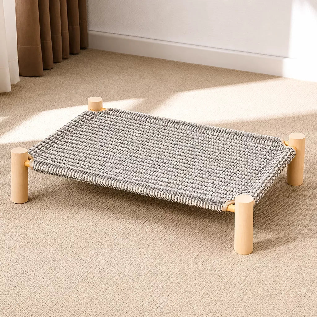 Cot-Style Pet Bed with Scratching Surface
