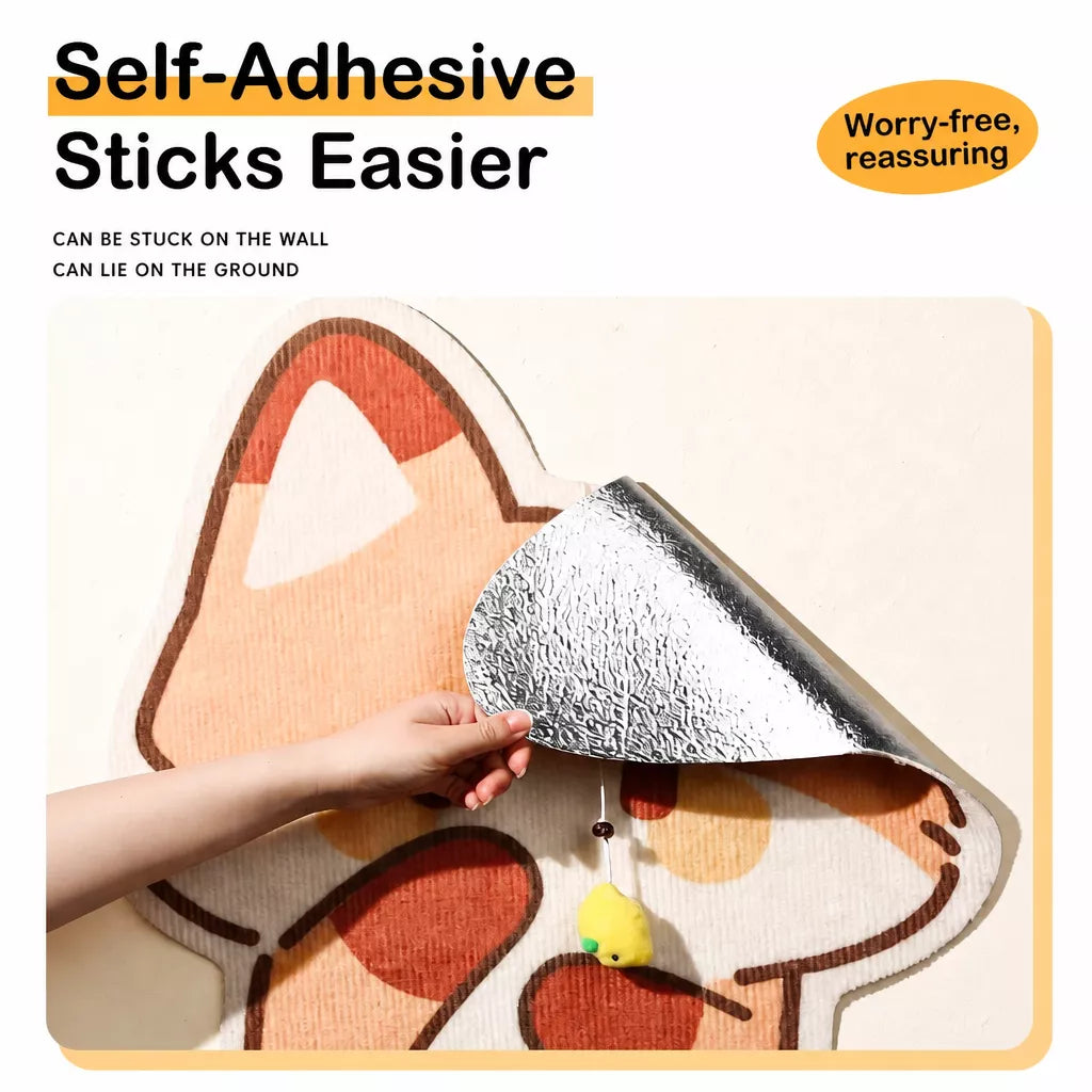 Wall-Mounted Vertical Cat Scratcher with Self-Adhesive Backing