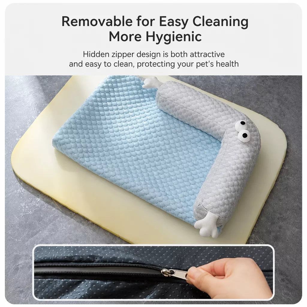 Washable Faux Cotton-Linen Pet Bed Mat for Dogs & Cats