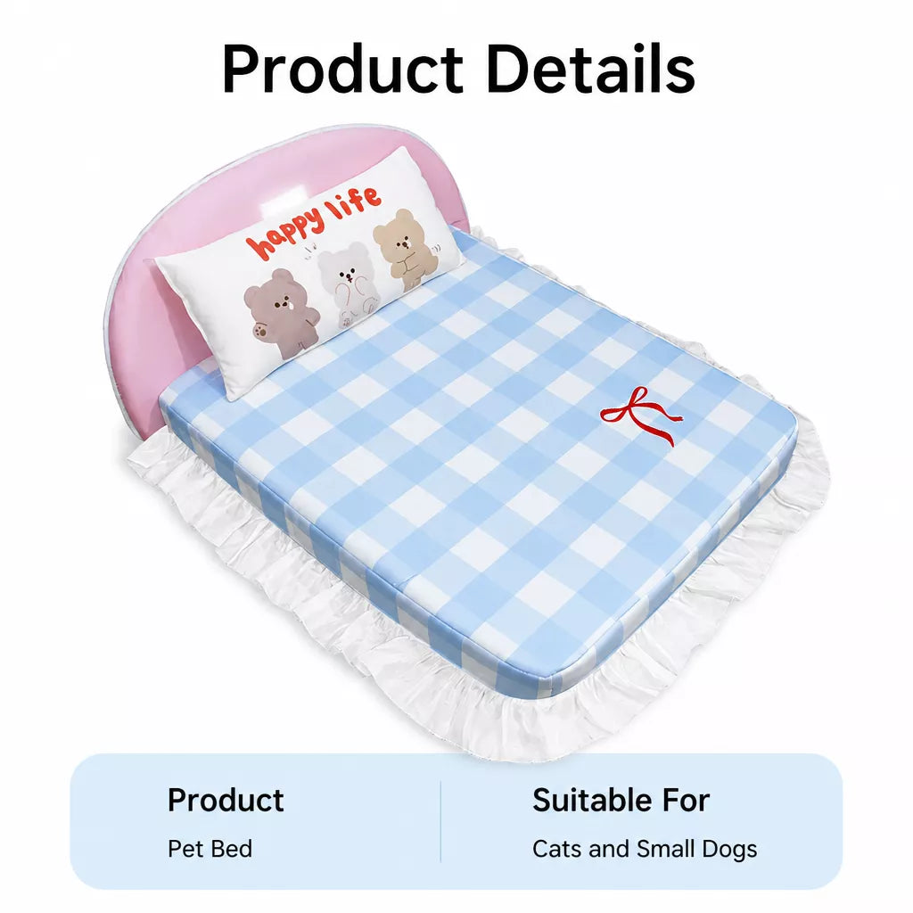 Waterproof Pet Bed with Removable Cover and Pillow