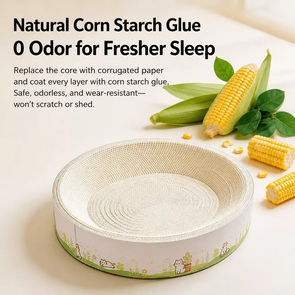Large Oval Cat Scratcher Lounger with Built-In Cat Bed
