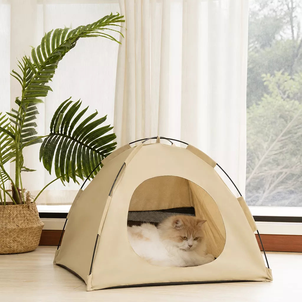 Portable Enclosed Pet Tent Bed with Ventilated Design