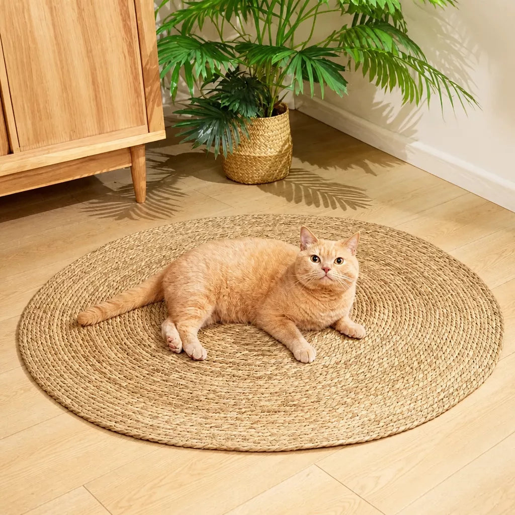 Round Bulrush Cat Scratching Mat