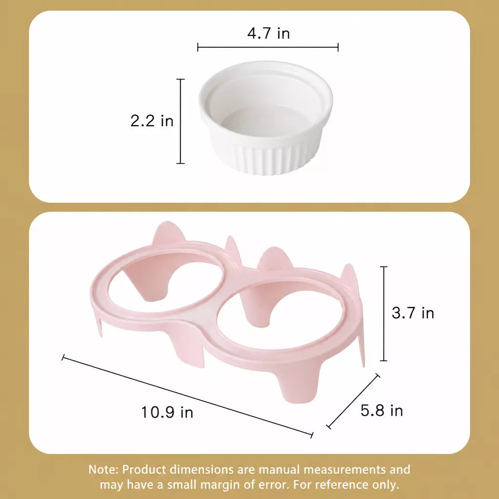 Elevated Pet Bowl Stand with Double Ceramic Bowls