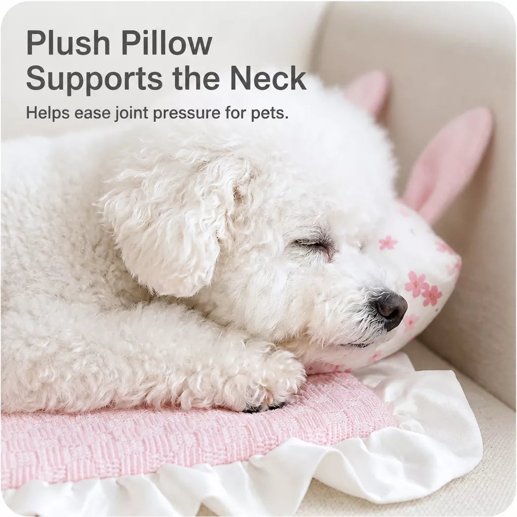 Pet Bed Mat with Bunny-Ear Pillow for Cats and Dogs