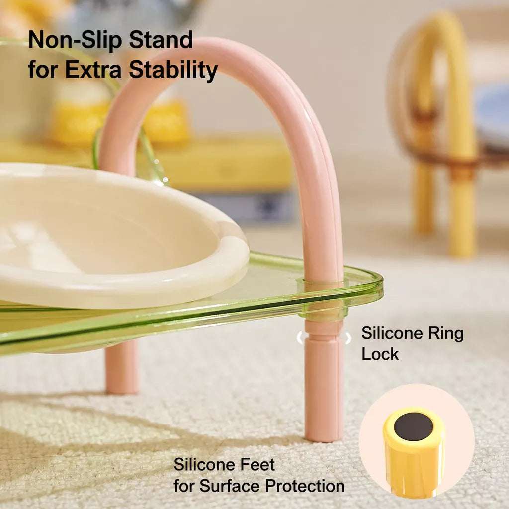Ceramic Double-Bowl Slow Feeder Set for Pets