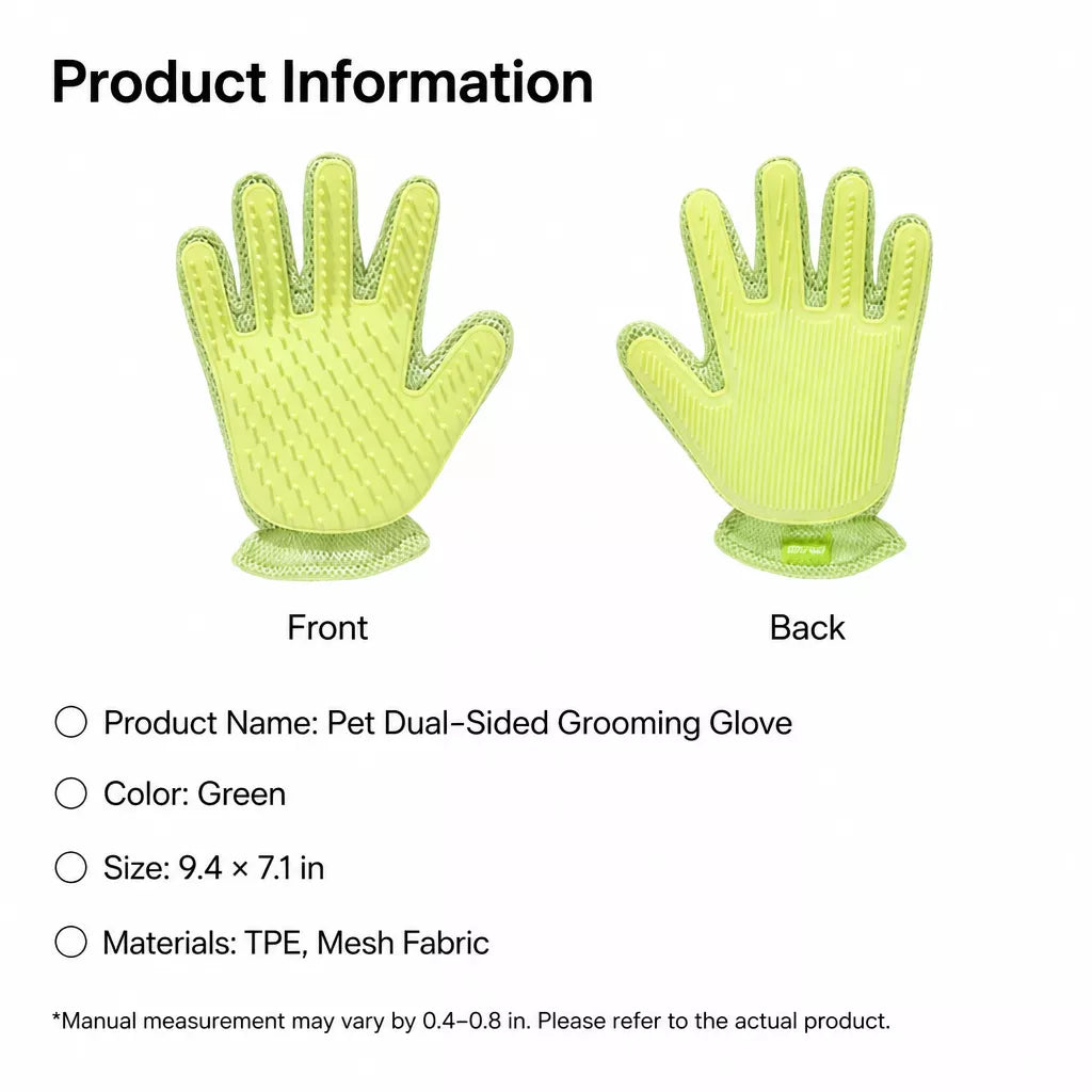Double-Sided Cat Grooming Glove for Loose Fur